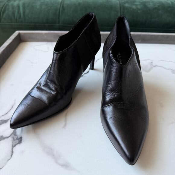 Rag & Bone Beha Black Leather Suede Chelsea Booties Size 37.5 - Picture 5 of 10